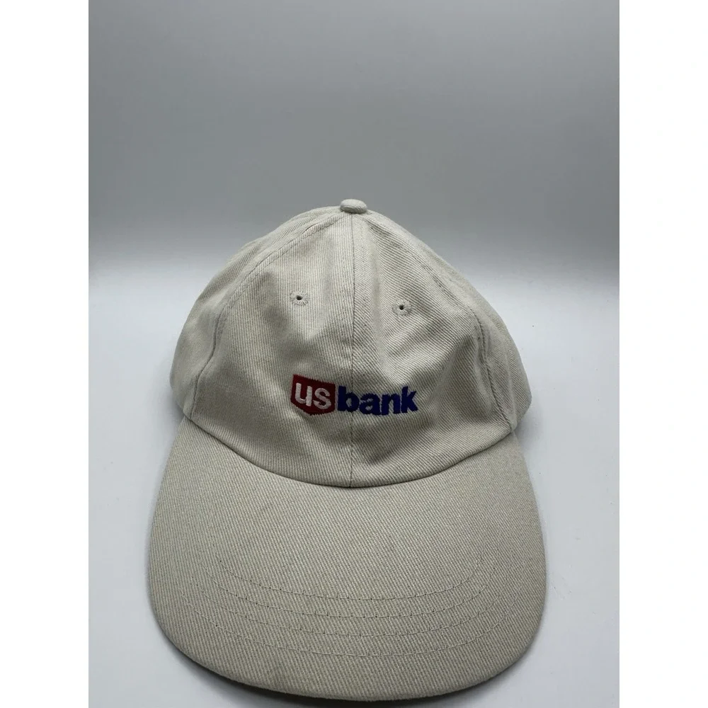Ahead‎ Baseball Cap Blue Red OS US Bank Embroidered Adjustable Slideback Hat
